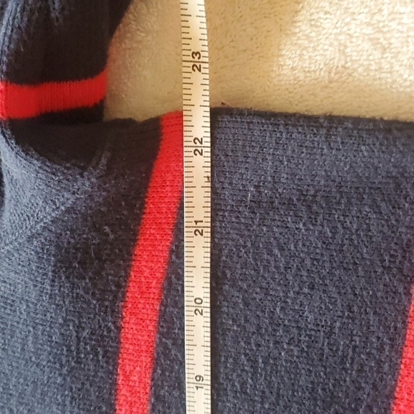 Lands' End 1/4 zip Blue & Red Striped Pullover Sz. L/T 42/44 Sweater - Picture 8 of 10